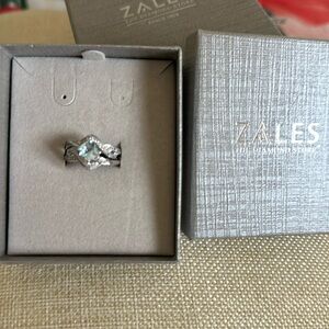 New sterling aquamarine with rinestones ring size 7